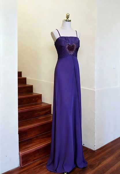 Purple halter-neck fitted long elegant ball gown R8058
