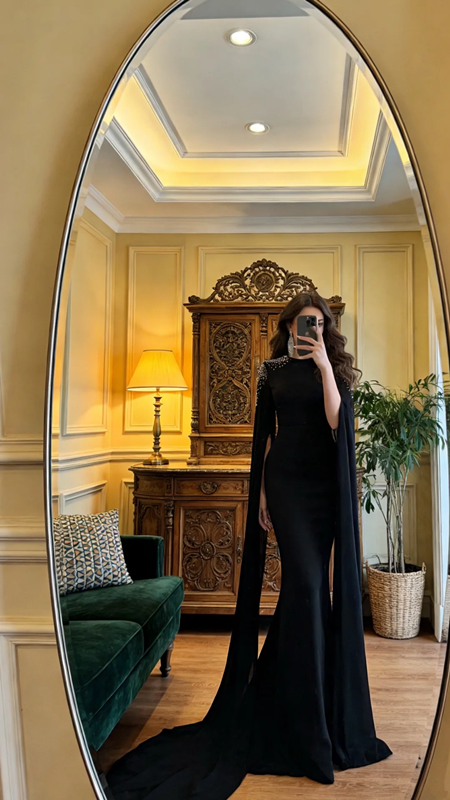 Black fitted, sexy long ball gown R8618