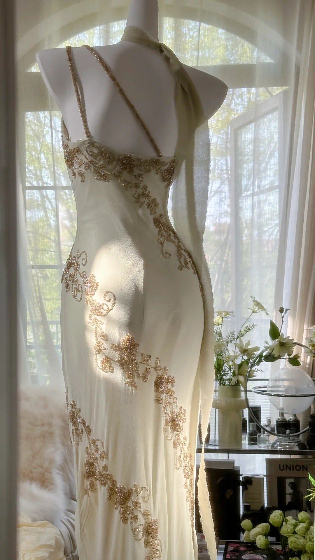 Ivory/Green Vintage Fashion One Shoulder Exquisite Beaded Long Chiffon Ball Gown Birthday Party Dress Cocktail Party Dress Evening Dress Prom Dress gh3971