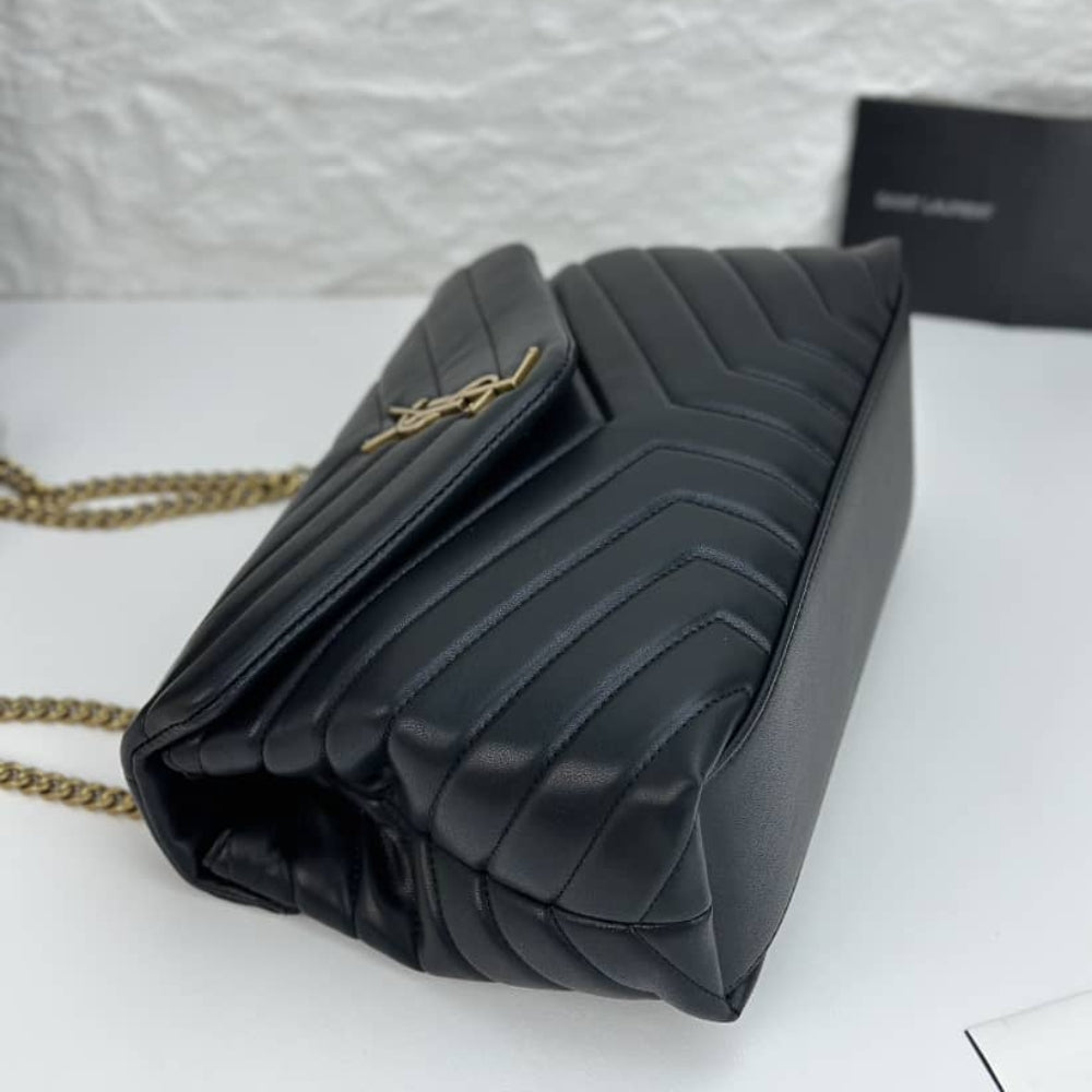 Saint Laurent Loulou Large In Matelassé Black 32Cm