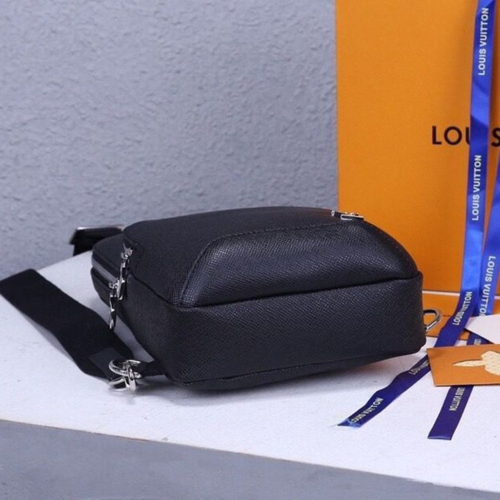Louis Vuitton Avenue Sling Bag Taiga Black 31Cm LV M30443