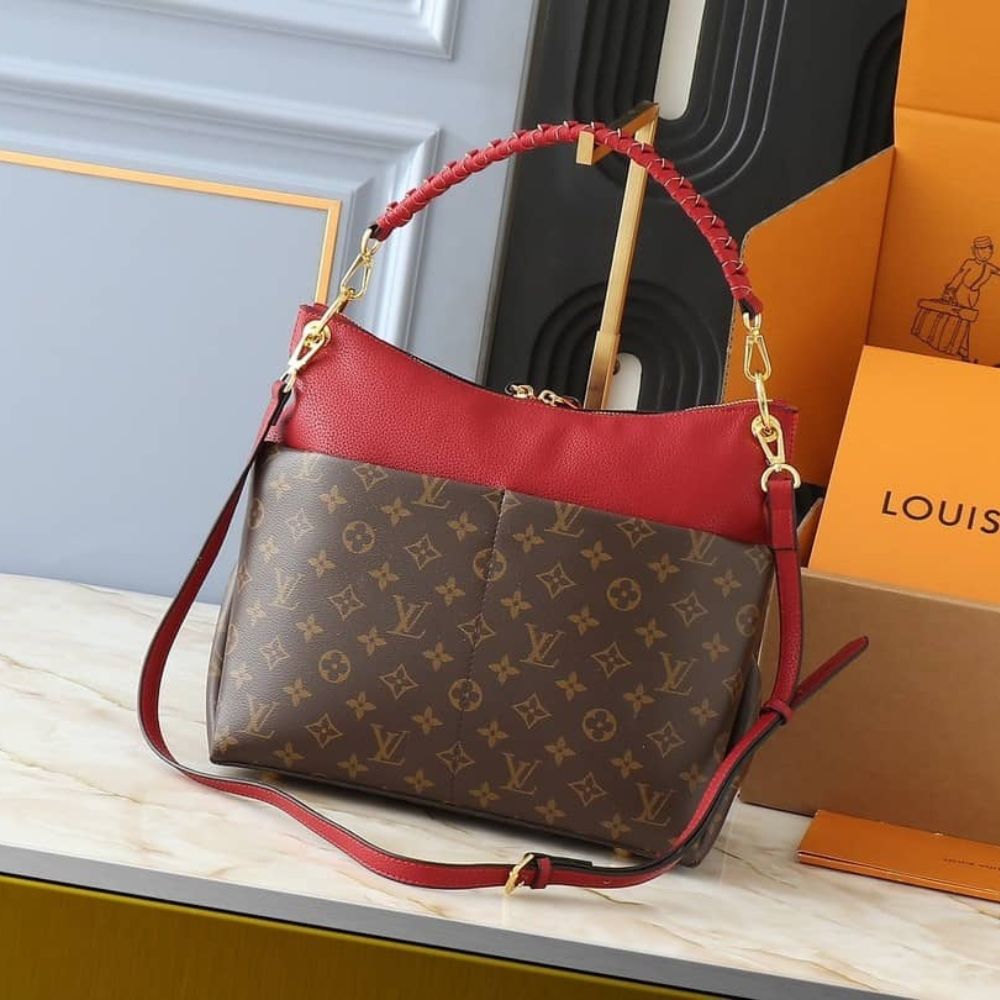 Louis Vuitton Maida Hobo Handbag Red Monogram 33Cm