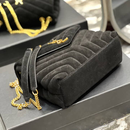 Saint Laurent Loulou Small Flap Bag Suede Black 25Cm