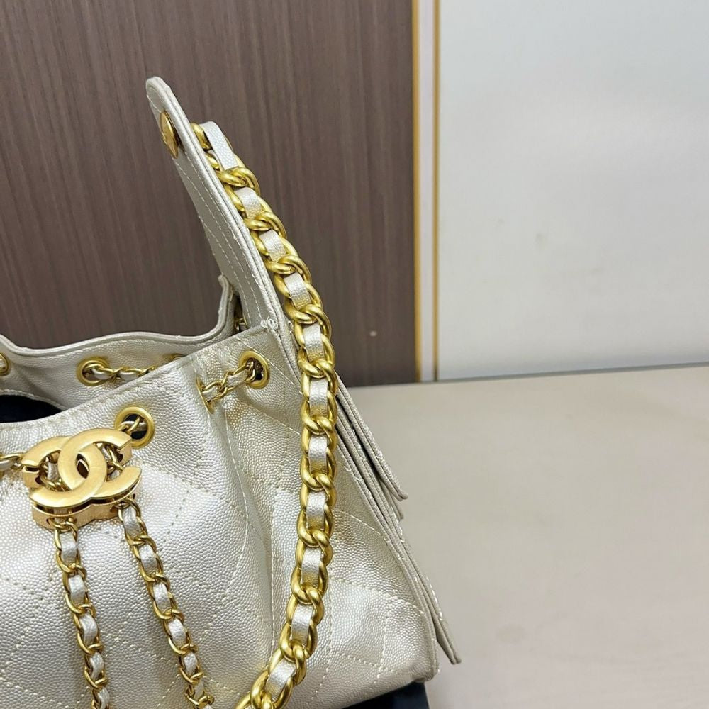 Chanel 25 Small Handbag Light Yellow 26Cm