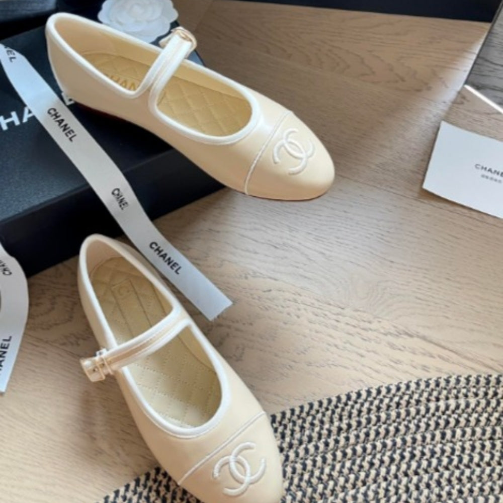 Chanel Mary Jane Ballet Flat Cream
