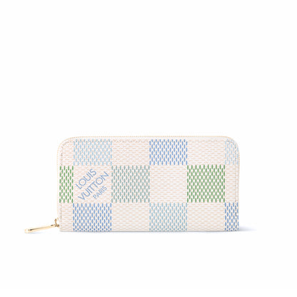 LOUIS VUITTON ZIPPY WALLET IN DAMIER CANVAS GREEN 19.5CM