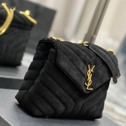 Saint Laurent Loulou Small Flap Bag Suede Black 25Cm