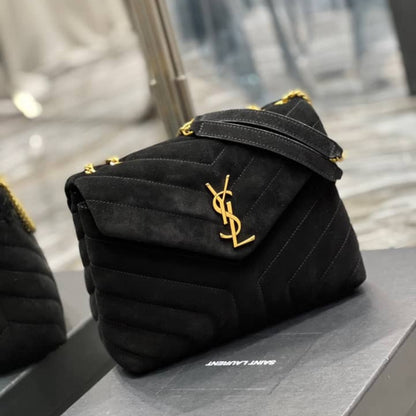 Saint Laurent Loulou Small Flap Bag Suede Black 25Cm
