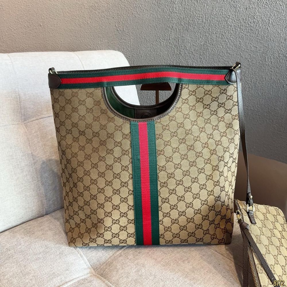 Gucci Giglio large tote bag Beige and Brown GG canvas 36Cm