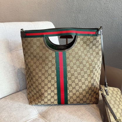 Gucci Giglio large tote bag Beige and Brown GG canvas 36Cm