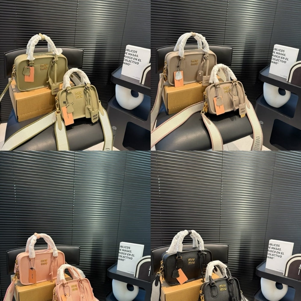 MIUMIU SHOULDER STRAP ARCADI BAG BLACK 24CM
