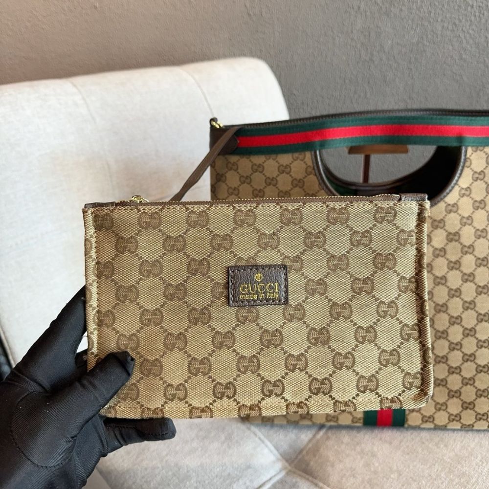 Gucci Giglio large tote bag Beige and Brown GG canvas 36Cm