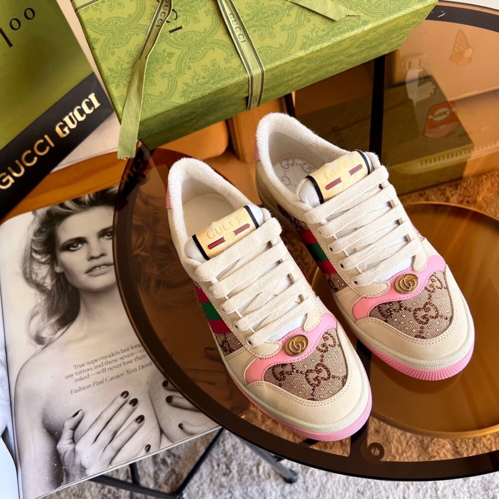 Gucci Women’S Screener Sneaker With Crystals Pink ‎677423 9SFR0 2587