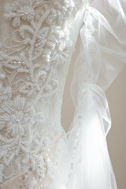 Off-white strapless fitted long ball gown, bridal dress R8527