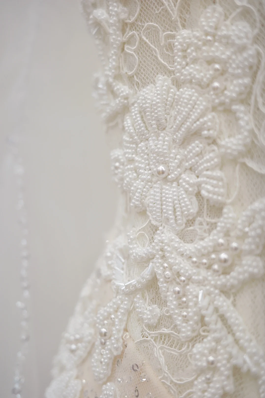 Off-white strapless fitted long ball gown, bridal dress R8527