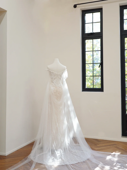Off-white strapless fitted long ball gown, bridal dress R8527