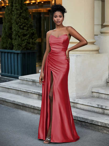 Sweetheart satin trailing Prom dress