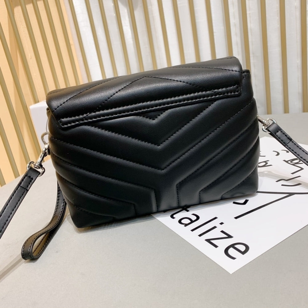 Saint Laurent Loulou Toy Strap Bag In Quilted Y Black 20Cm 678401DV7061000