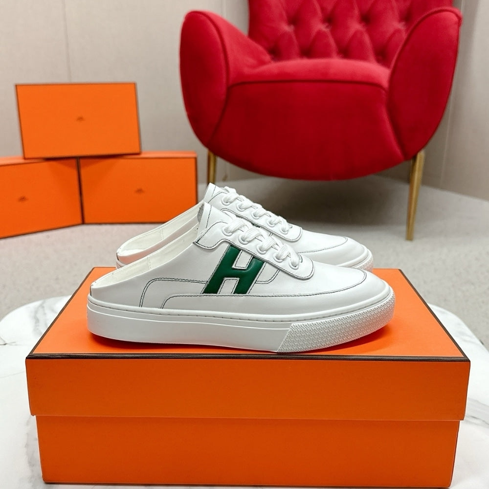 Hermes Keep Sneaker Blanc And Vert Bouteille H251913ZH14400