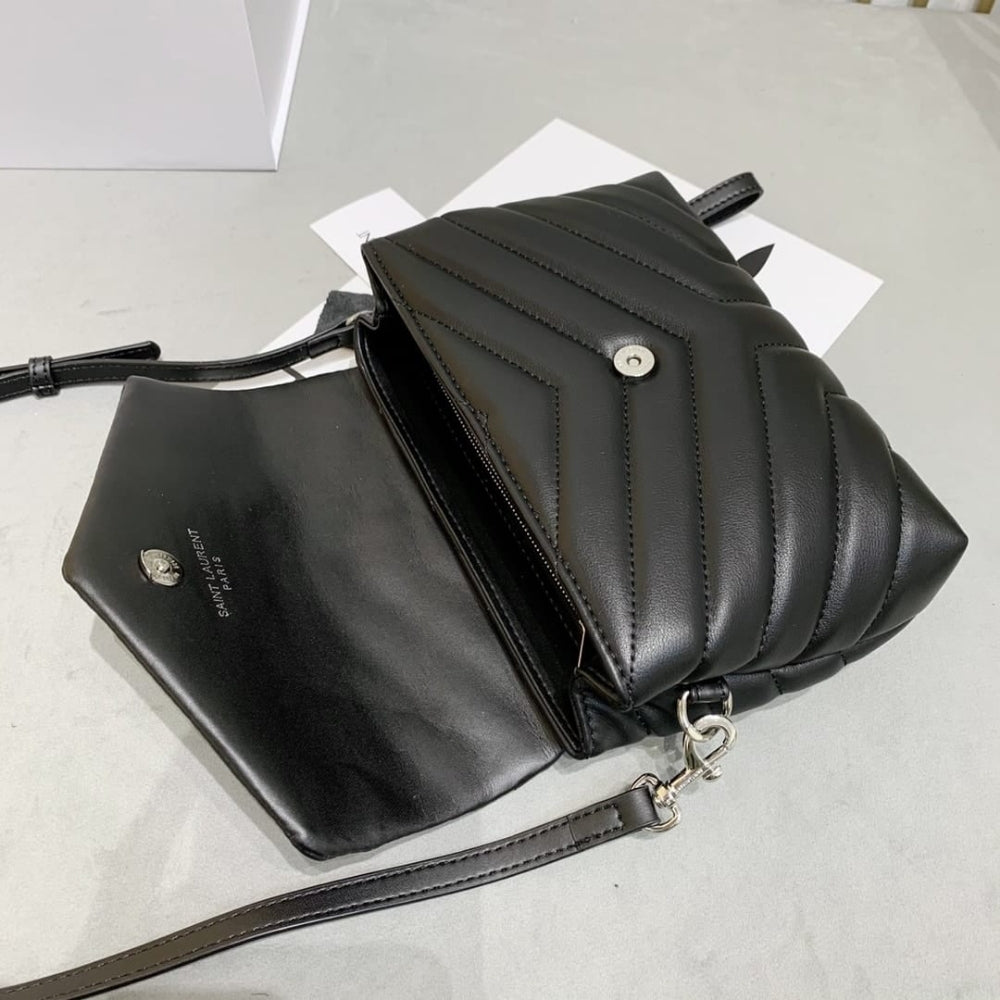 Saint Laurent Loulou Toy Strap Bag In Quilted Y Black 20Cm 678401DV7061000