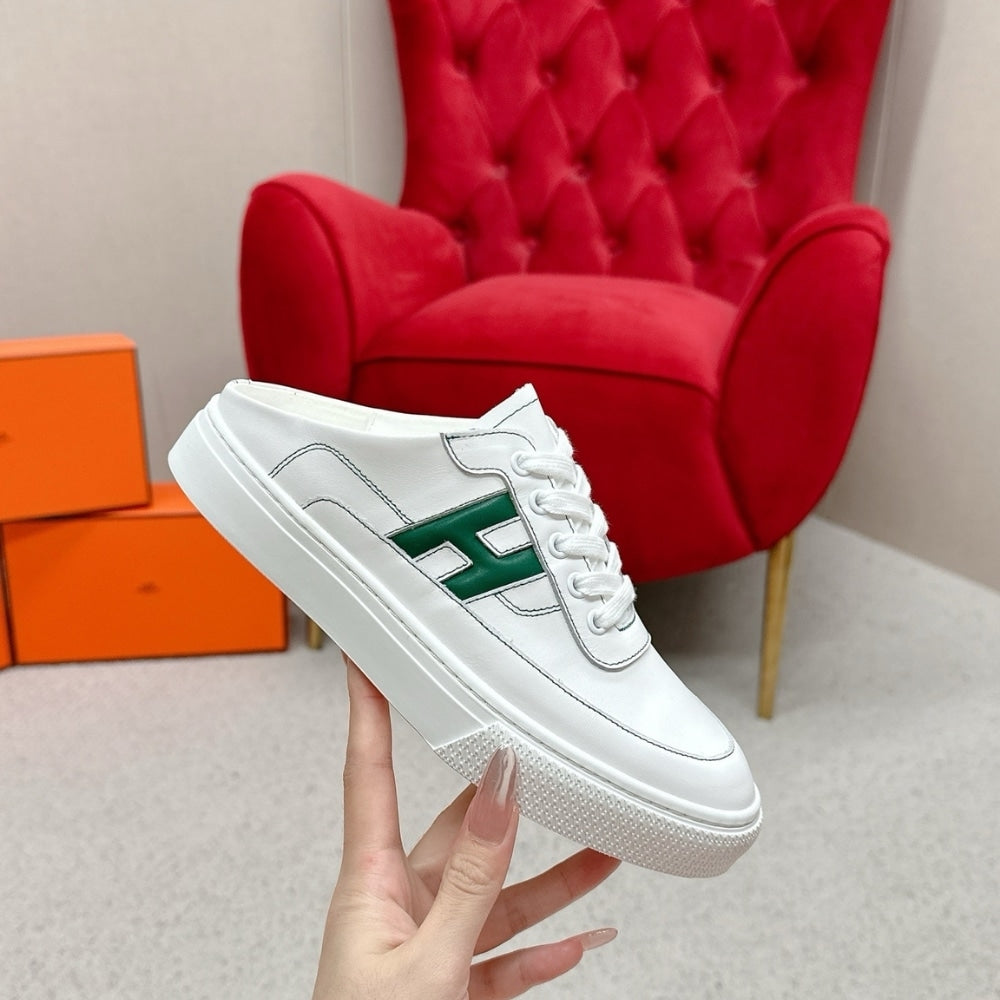 Hermes Keep Sneaker Blanc And Vert Bouteille H251913ZH14400