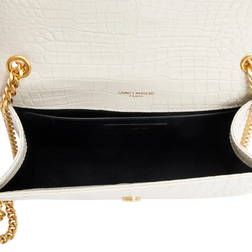 Saint Laurent Kate Tassel Medium Shiny White 24Cm 354119DND0J9207