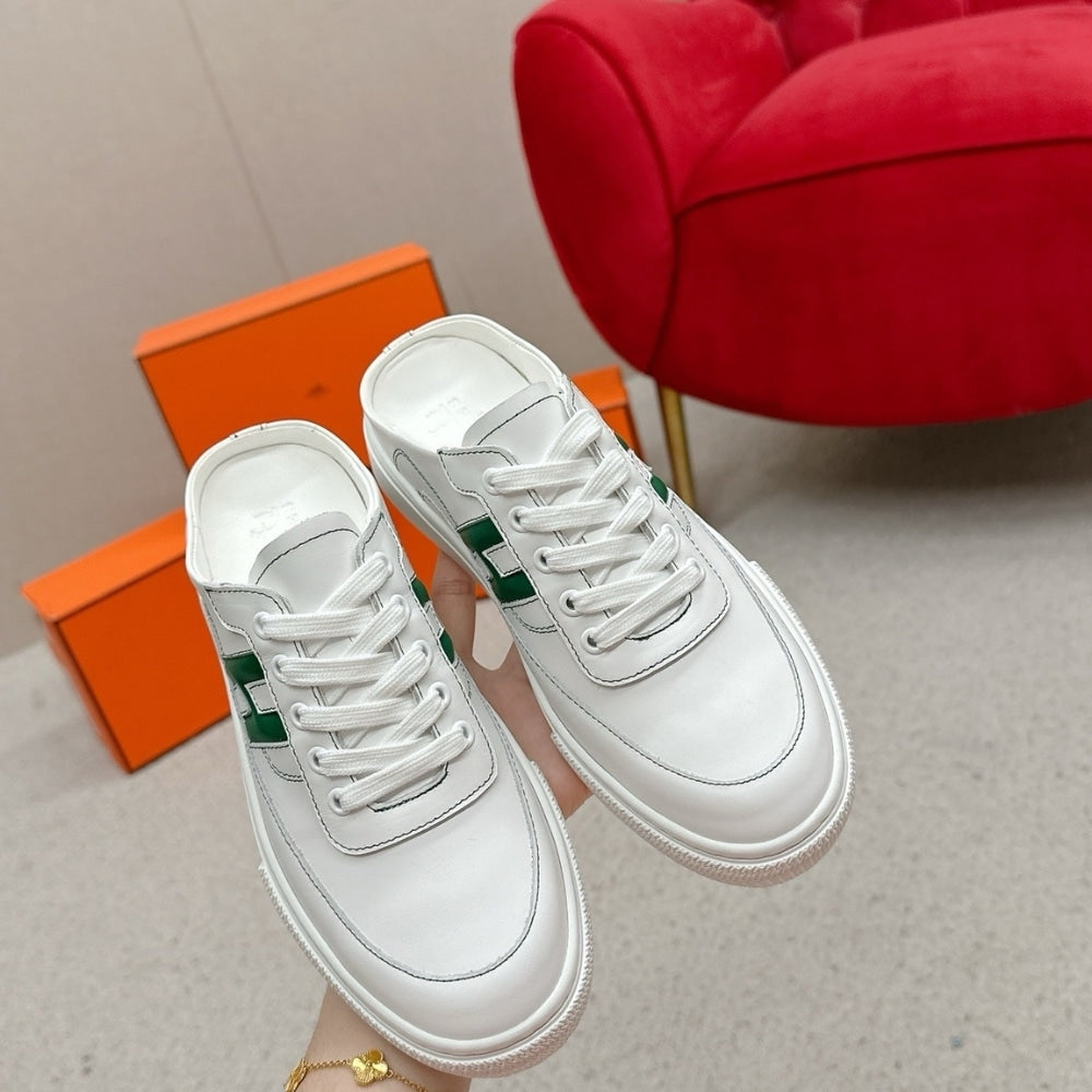 Hermes Keep Sneaker Blanc And Vert Bouteille H251913ZH14400