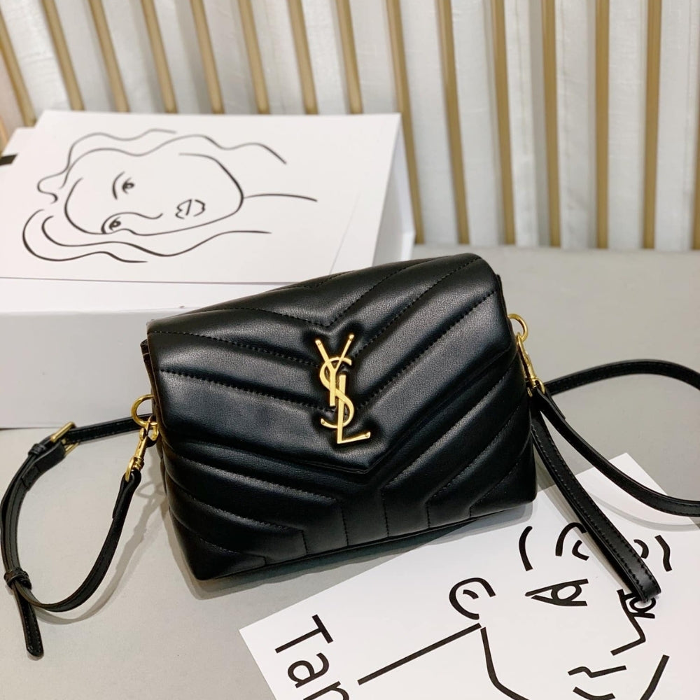 Saint Laurent Loulou Toy Strap Bag In Quilted Y Black With Bronze Toned Metal Hardware 20Cm 678401DV7071000