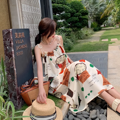 New Fashion Floral Design A-Line Spaghetti Strap Dress TP3023