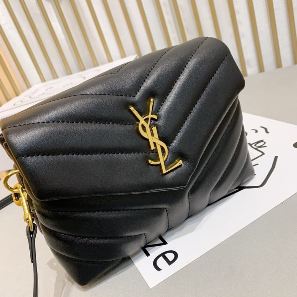 Saint Laurent Loulou Toy Strap Bag In Quilted Y Black With Bronze Toned Metal Hardware 20Cm 678401DV7071000