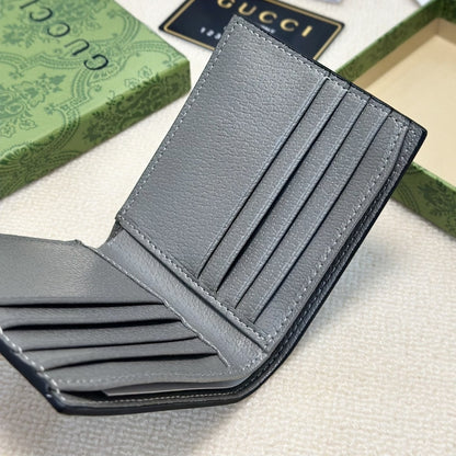 GUCCI INTERIOR BI FOLD WALLET BLACK AND GREY 11CM
