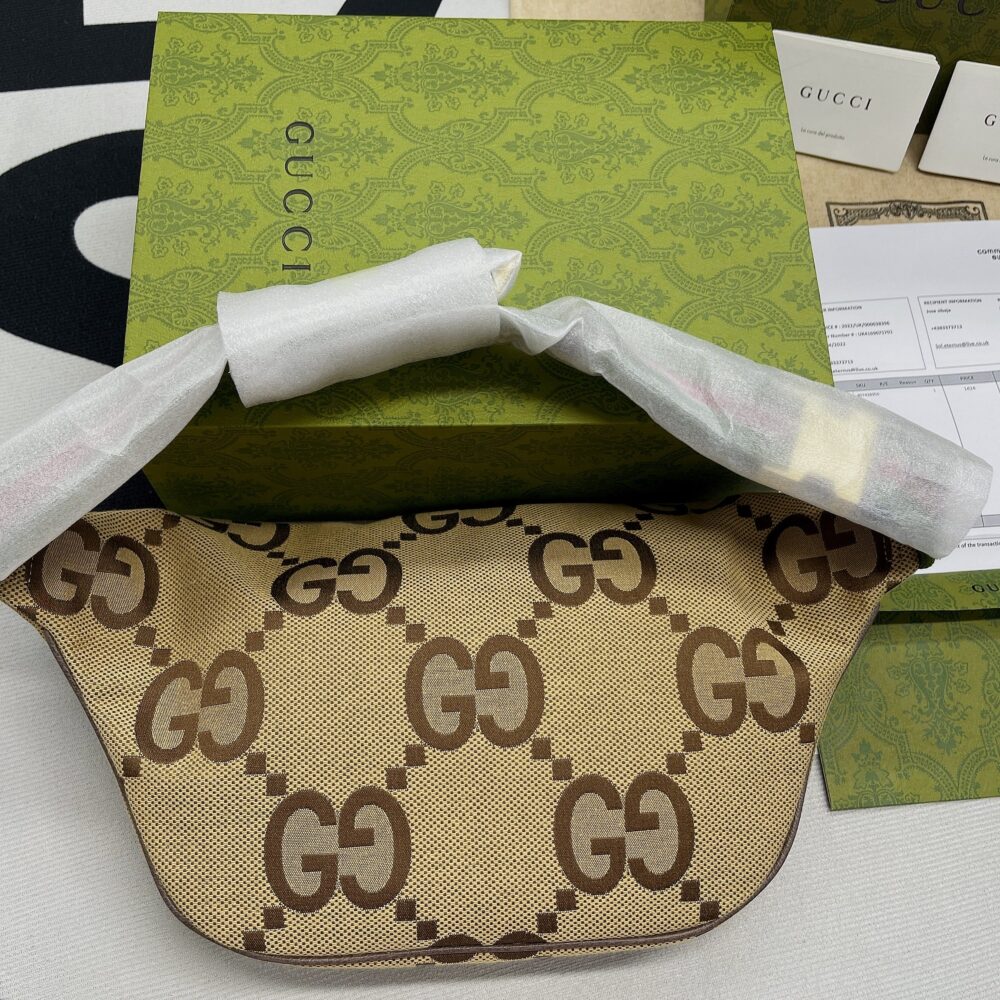 Gucci Jumbo GG Belt Bag Camel And Ebony Jumbo GG Canvas 39cm GG 696031 UKMDG 2570