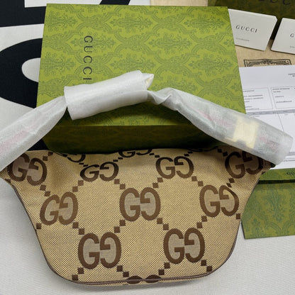 Gucci Jumbo GG Belt Bag Camel And Ebony Jumbo GG Canvas 39cm GG 696031 UKMDG 2570