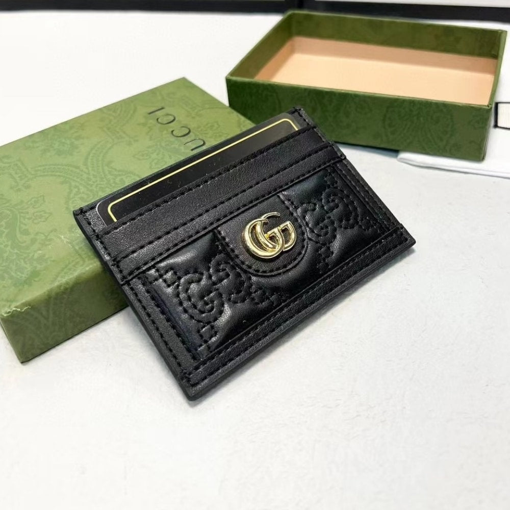 GUCCI GG MATELASSÉ CARD CASE BLACK 10CM 723790 UM8IG 1000