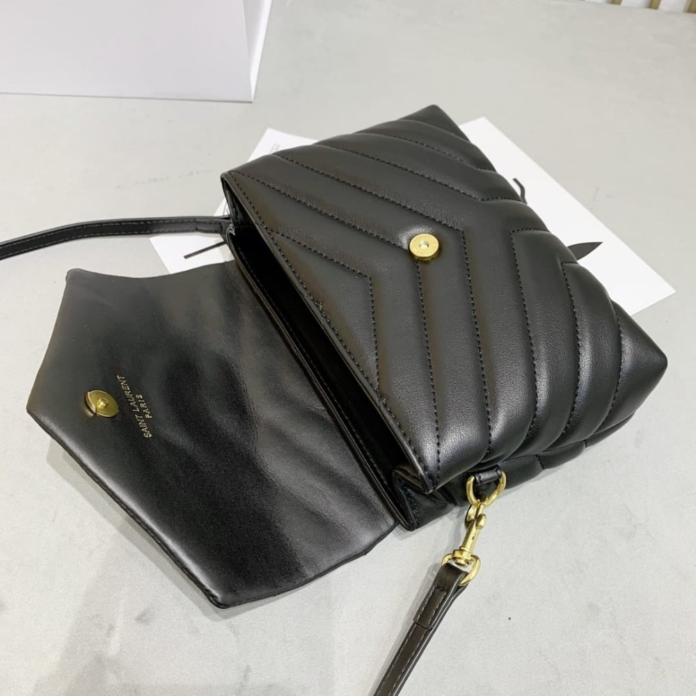 Saint Laurent Loulou Toy Strap Bag In Quilted Y Black With Bronze Toned Metal Hardware 20Cm 678401DV7071000