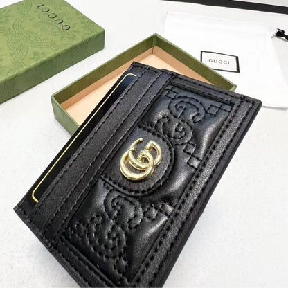 GUCCI GG MATELASSÉ CARD CASE BLACK 10CM 723790 UM8IG 1000