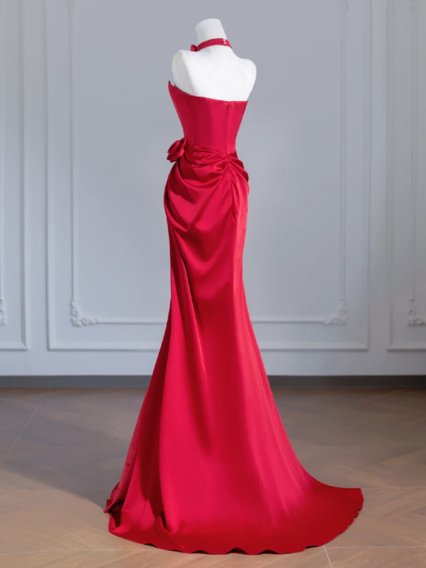 Red strapless fitted waist sexy long ball gown/bridal dress R8237