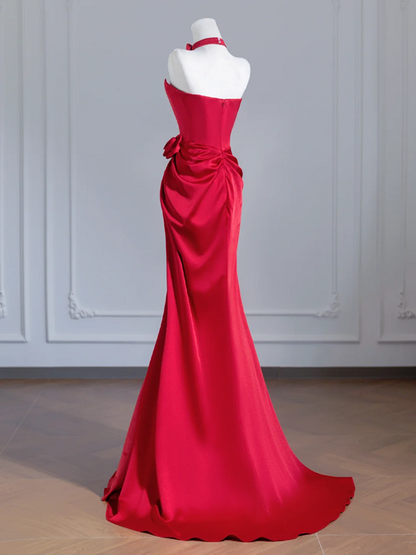 Red strapless fitted waist sexy long ball gown/bridal dress R8237