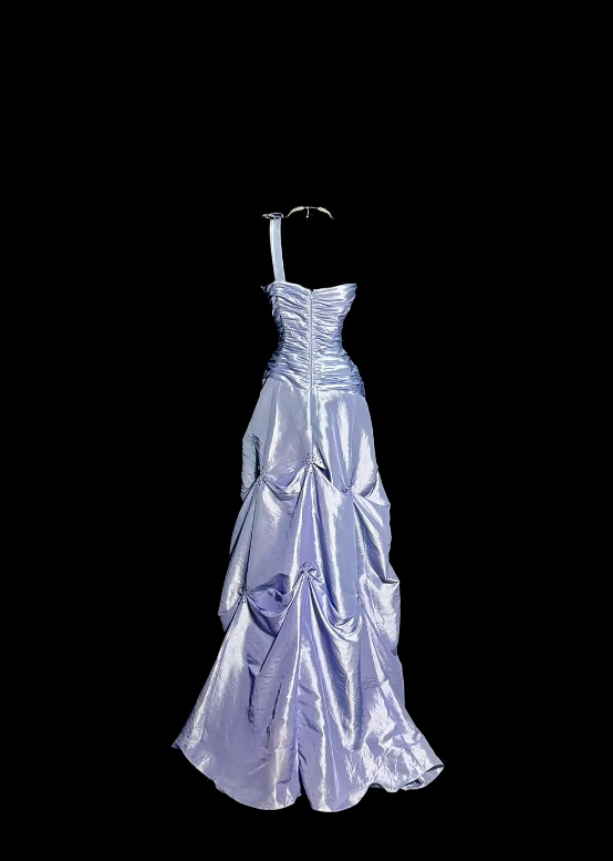 Light purple one-shoulder fitted waist elegant ball gown with a stylish skirt R8106