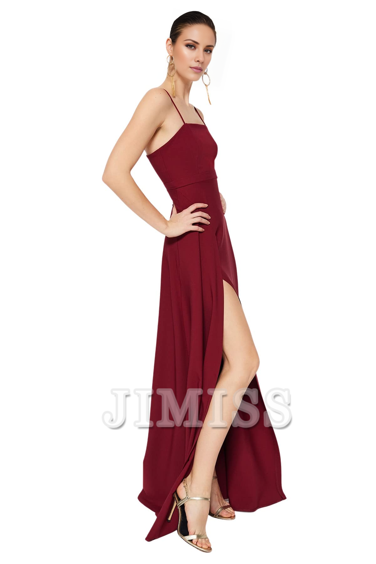Split neckline evening gown and graduation gown formal evening gown