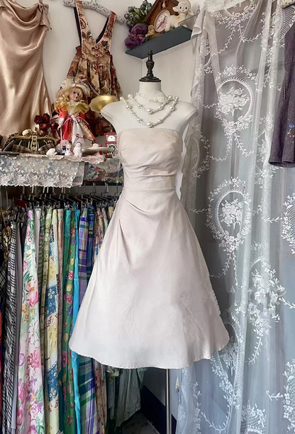 Light pink strapless A-line mini ball gown R7455