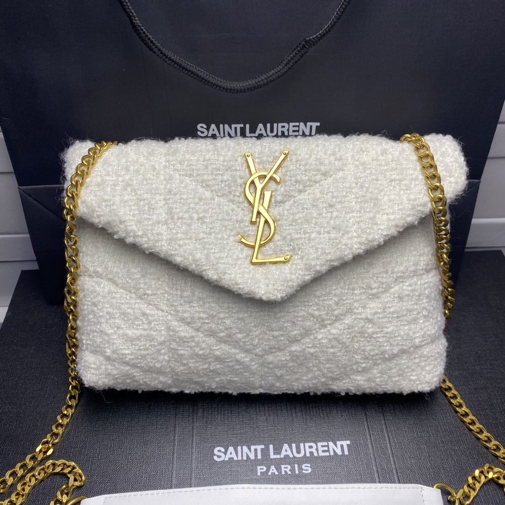 Saint Laurent Small Loulou Boucle Bag White 23Cm