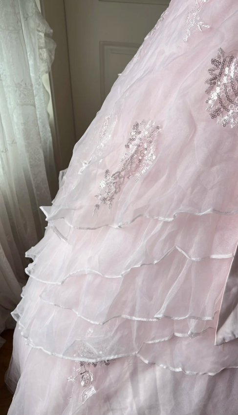 Princess Pink Strapless Tulle Ball Gown Evening Dress cc5302