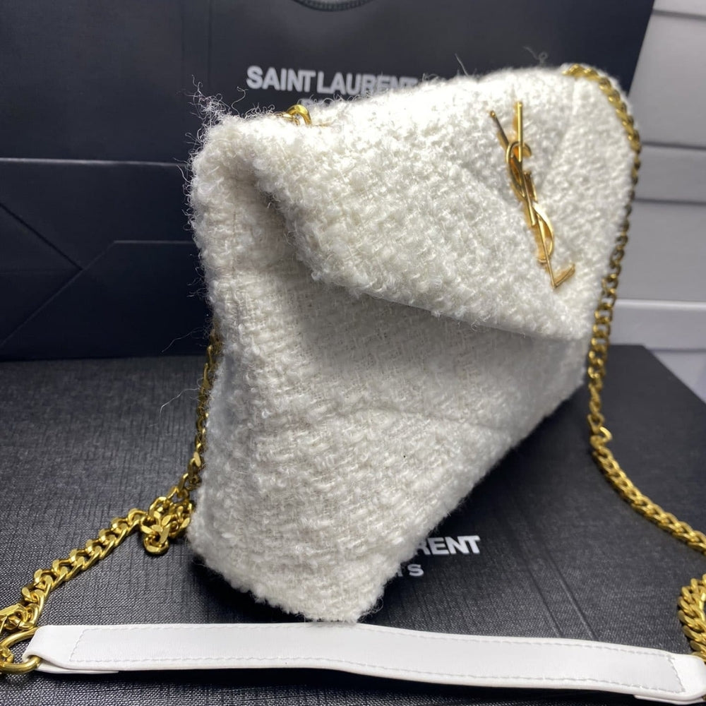 Saint Laurent Small Loulou Boucle Bag White 23Cm