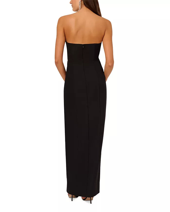 Black V-neck strapless backless long party dress
