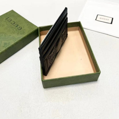 GUCCI GG MATELASSÉ CARD CASE BLACK 10CM 723790 UM8IG 1000