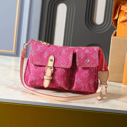 Louis Vuitton Pochette Accessoire Cargo Pink Denim 23cm