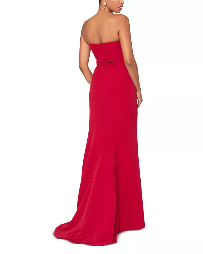 Strapless butterfly condensation back and floor length evening dress