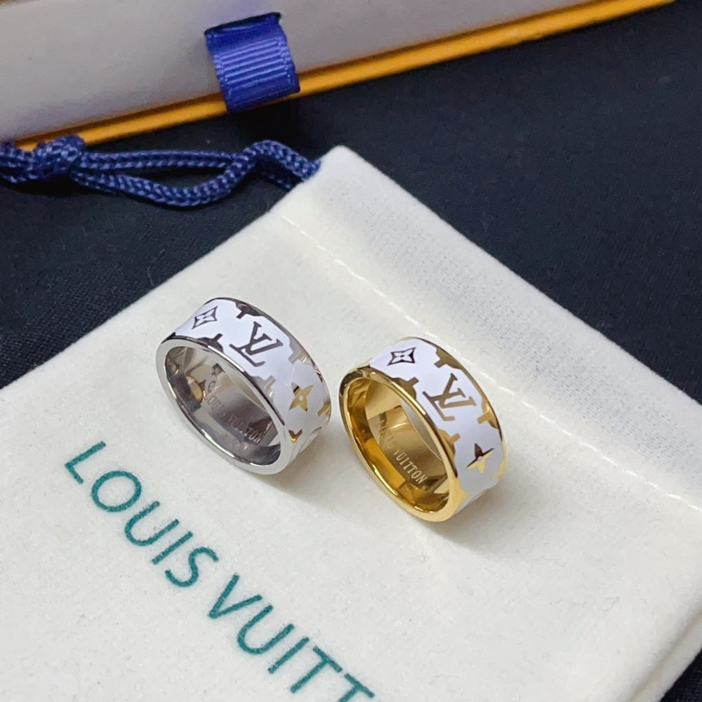LOUIS VUITTON NANOGRAM ENAMEL RING WHITE M1565S