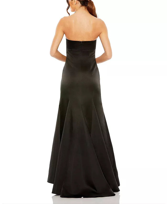 Elegant bow strapless fish tail and floor length evening dress